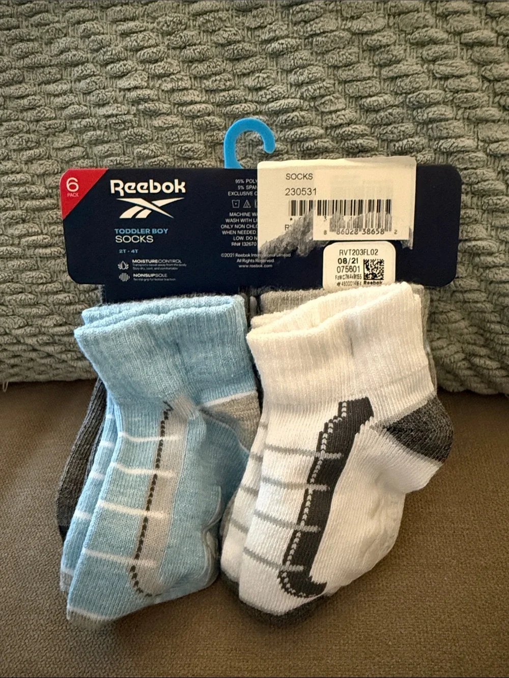 Reebok Toddler Boy Socks Pack — Light Blue, White & Gray